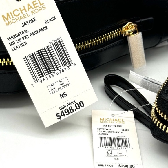 Michael Kors Medium Jaycee Backpack & Large Continental Wallet Black/Gold - Picture 14 of 14